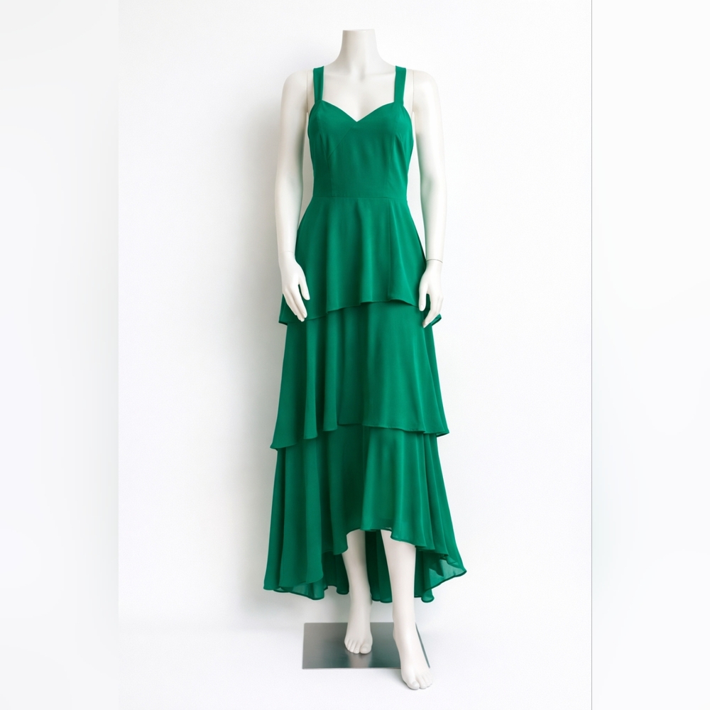 Badgley Mischka Green High Low Dress